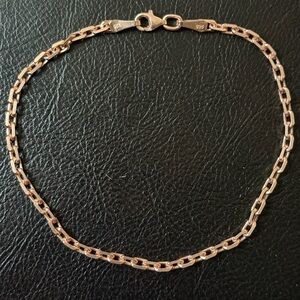 925 Silver 8.5” 3mm link chain bracelet 14k rose gold plated unisex